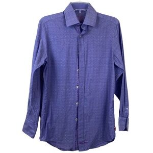 English Laundry Dress Shirt Purple Flip Cuff Long Sleeve Button Up Men’s Neck 15